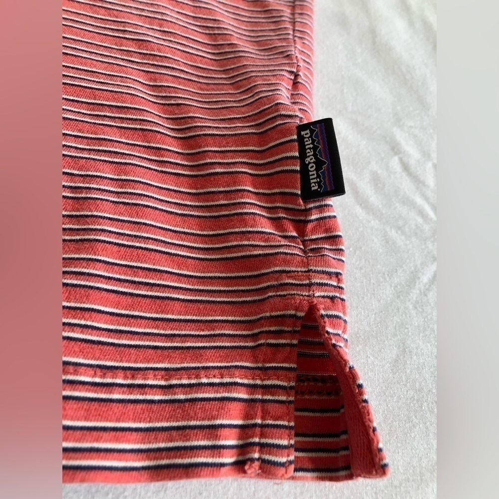 PATAGONIA Polo Shirt Mens XL Pink/Red Striped Short Sleeve Cotton - Picture 2 of 9